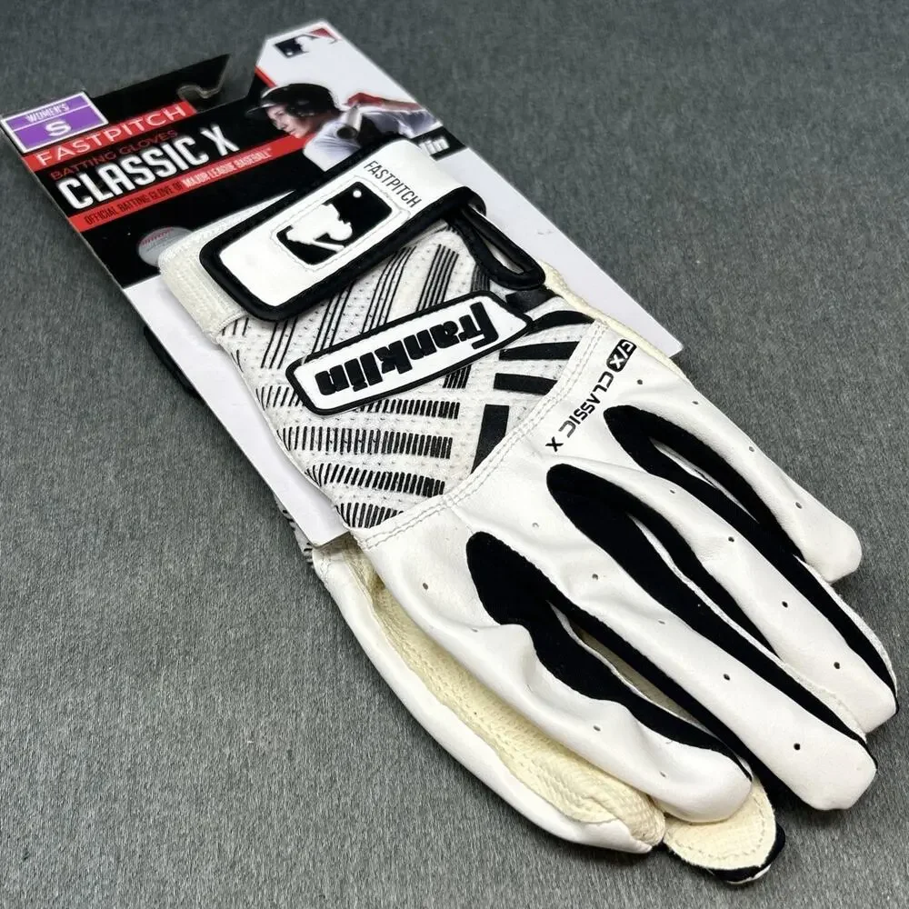 New Franklin Classic X Fastpitch Batting Gloves Women's Small White Black READ
